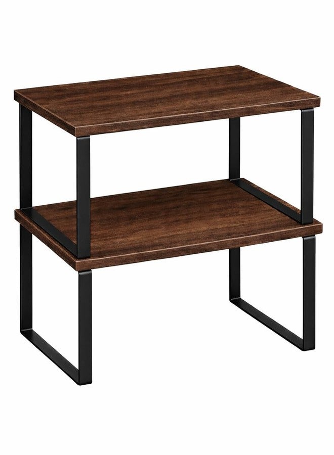 Silant Makers Cabinet Organizer Shelf, Set of 2 Kitchen Counter Shelves, Kitchen Storage, Spice Rack, Stackable, Expandable, Metal and Engineered Wood (Natural Wood + Matte Black, 15.6" W) - Image 1